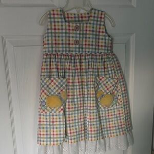 Charming Multicolor Plaid Kids Dress with Pockets